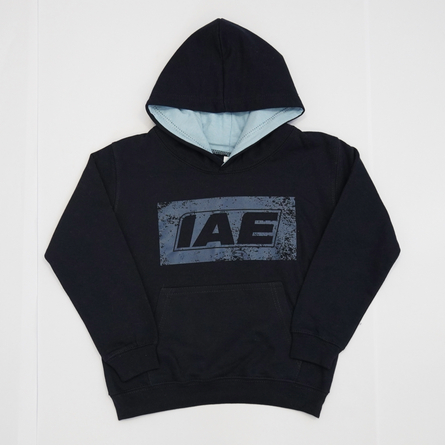 KIDS IAE Navy hoodie with light blue hood