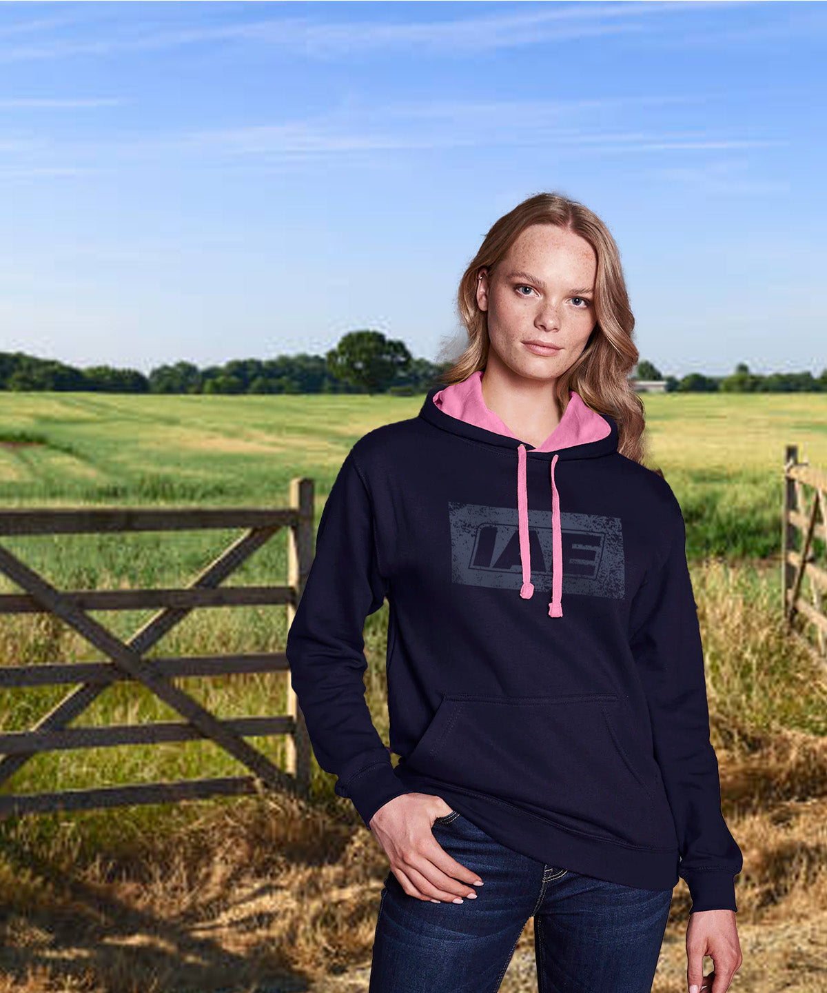 Two-toned Pink/Navy IAE Hoodie