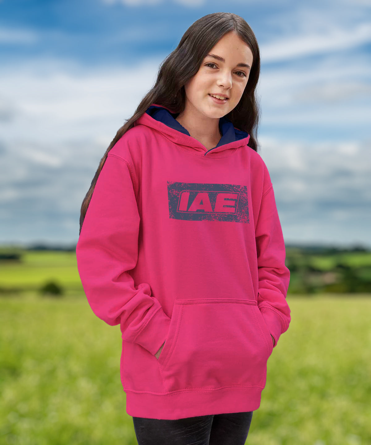 KIDS IAE Pink/Navy Two Toned Hoodie